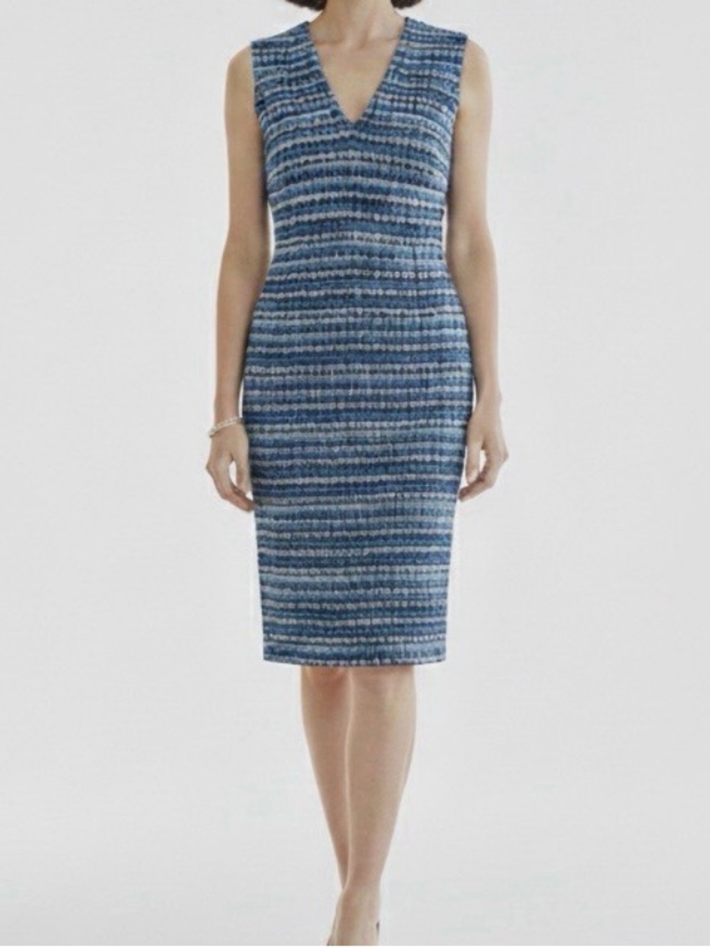 St. John Exclusively for Nordstrom Blue Navy Multi Tweed Knit Sheath Dress Sz 6